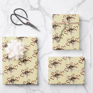 Cute Puppy Red Hearts   Wrapping Paper Sheet