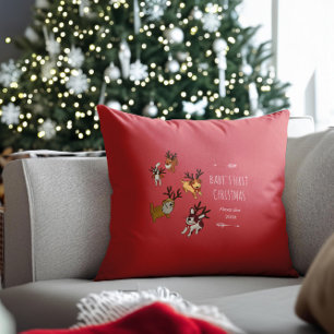Cute Puppy Reindeer Baby’s First Christmas Cushion