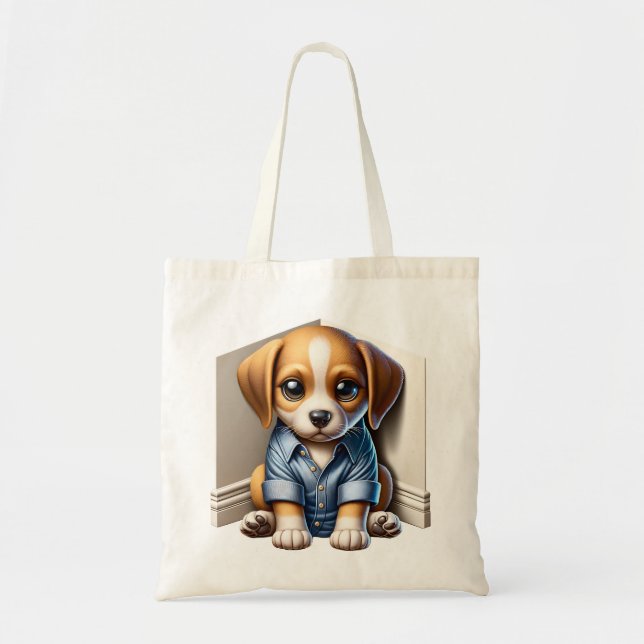 Cute Puppy sad mood Tote Bag (Front)
