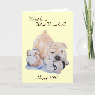 Cute puppy shar pei dog and teddy funny 30th card