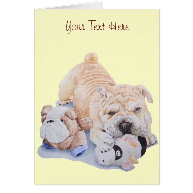 Cute puppy shar pei playing with teddies (Front)