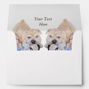 Cute puppy shar pei portrait with teddy bears art envelopes