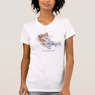 Cute puppy sheba inu dog with pink piggy T-Shirt