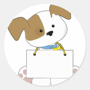 Cute Puppy Sign Classic Round Sticker