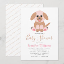 Cute Puppy Simple Personalised Neutral Baby Shower
