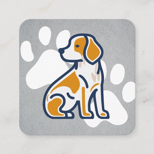 Cute Puppy Sitting | Doggy Paws Square Business Card (Front)