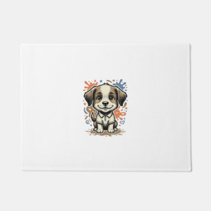 Cute Puppy Splash Engraving Vector Design_1 Doormat
