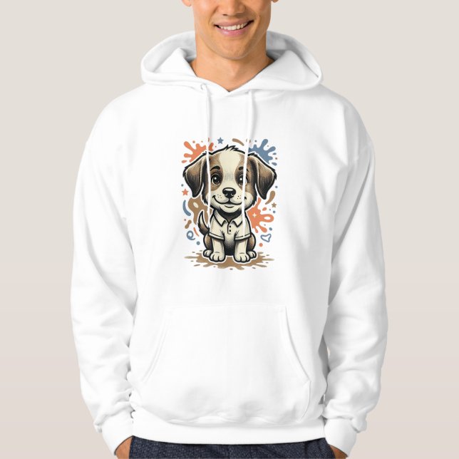 Cute Puppy Splash Engraving Vector Design_1 Hoodie (Front)