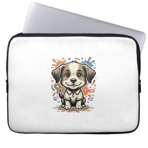 Cute Puppy Splash Engraving Vector Design_1 Laptop Sleeve