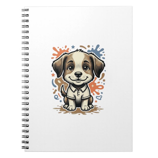Cute Puppy Splash Engraving Vector Design_1 Notebook (Front)