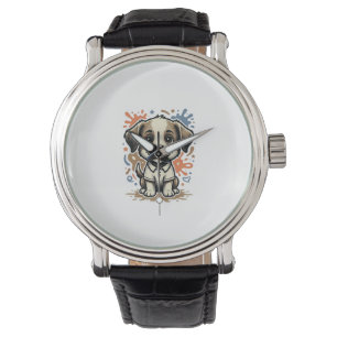 Cute Puppy Splash Engraving Vector Design_1 Watch