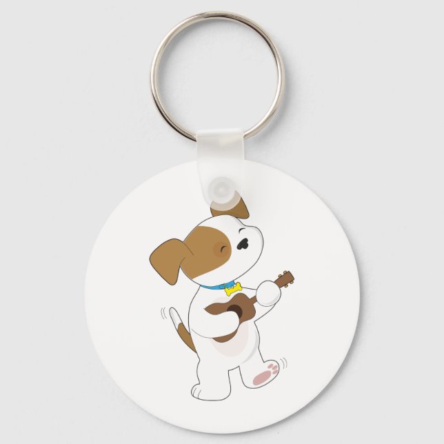 Cute Puppy Ukulele Key Ring (Front)