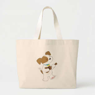 Cute Puppy Ukulele Large Tote Bag