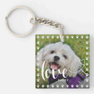 Cute Puppy Valentines Day Pet Puppy Dog Photo Key Ring