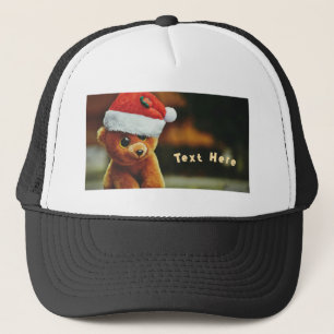 Cute Puppy wearing Christmas-Cap with Own Text Trucker Hat