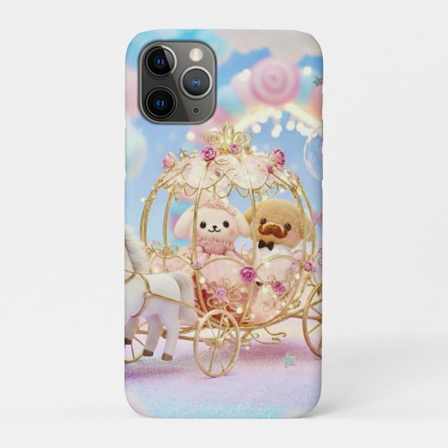 Cute Puppy Wedding Fairytale Carriage Case-Mate iPhone Case (Back)