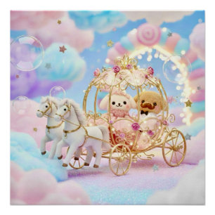 Cute Puppy Wedding Fairytale Carriage Poster