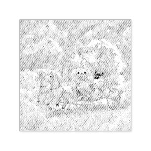 Cute Puppy Wedding Fairytale Carriage Self-inking Stamp