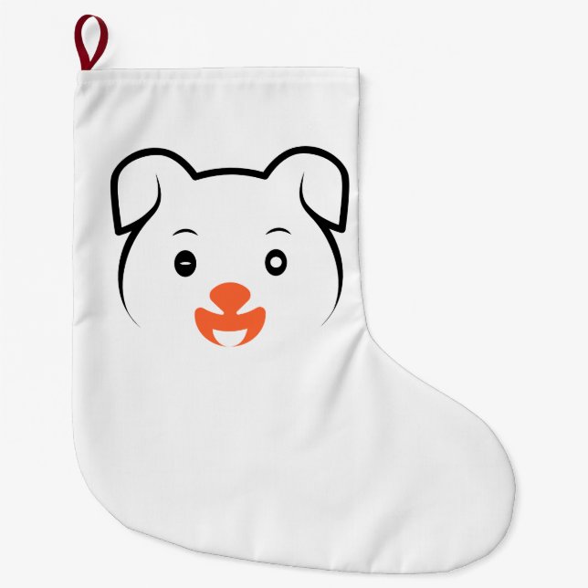 Cute Puppy Wink Large Christmas Stocking (Front)