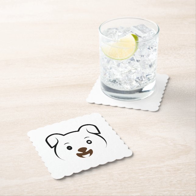 Cute Puppy Wink Paper Coaster (Insitu)