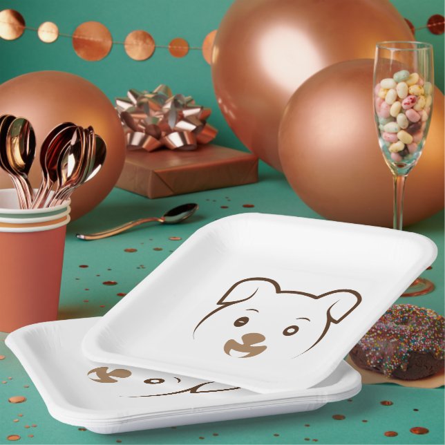 Cute Puppy Wink Paper Plate (Multi)