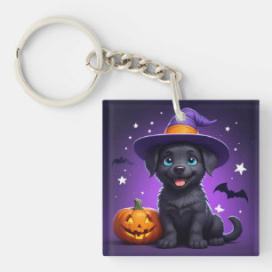 Cute Puppy Witch Hat Halloween 🐶 Key Ring