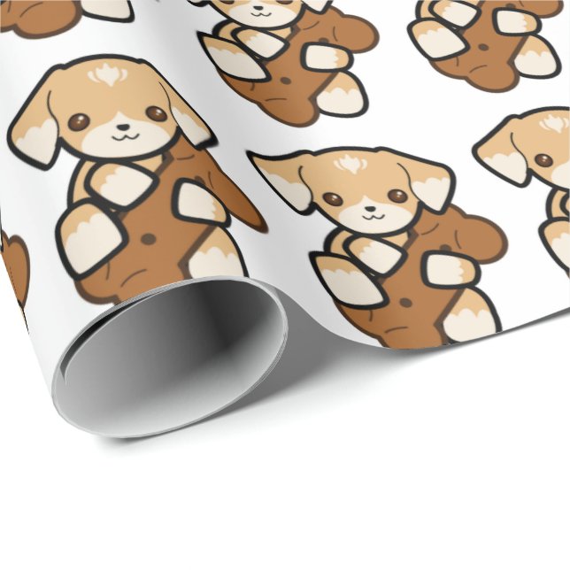 Cute Puppy With A Bone Wrapping Paper (Roll Corner)