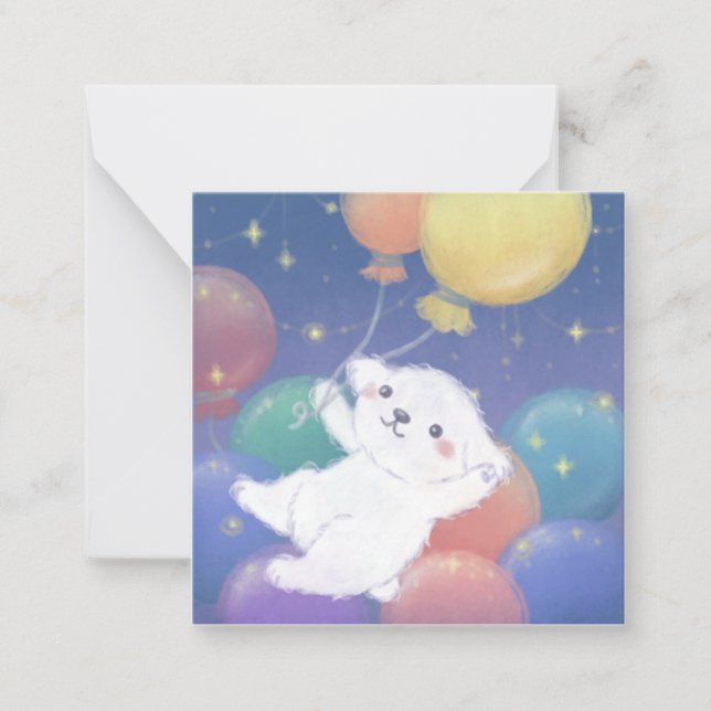 Cute Puppy with Balloons & Stars Card (Front)