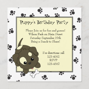 Cute Puppy with Bone Invitation