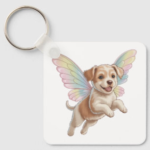 Cute Puppy with Glowing Fairy Wings — Magical Pet Key Ring