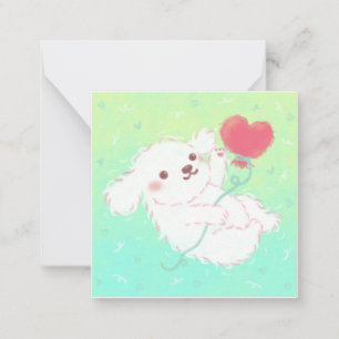 Cute Puppy with Heart Balloon Card