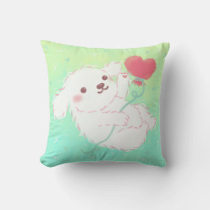 Cute Puppy with Heart Balloon Cushion