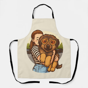 Cute Puppy with Heart Sunglasses  Apron
