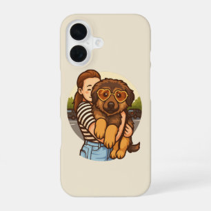 Cute Puppy with Heart Sunglasses iPhone 16 Case