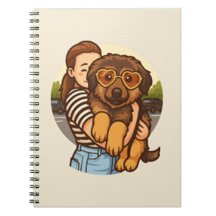 Cute Puppy with Heart Sunglasses  Notebook
