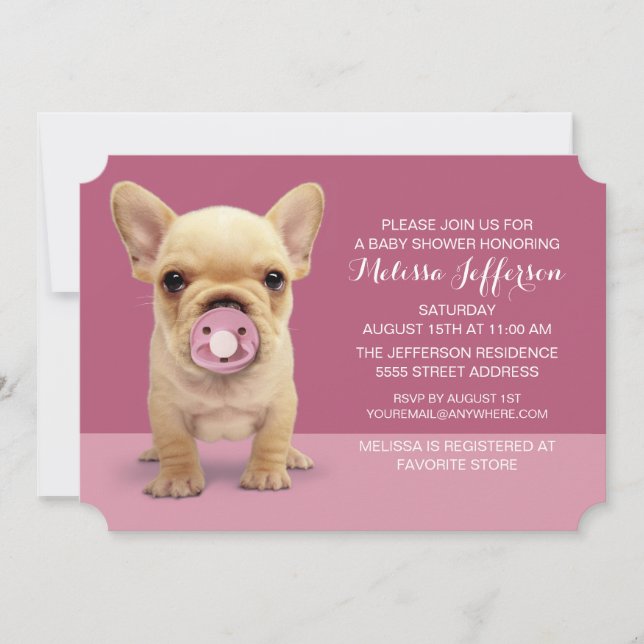 Cute Puppy with Pacifier Invitation (Front)