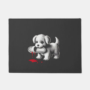 Cute Puppy with Slipper Shirt Dark Humour Dog Love Doormat