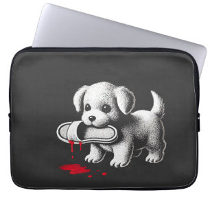 Cute Puppy with Slipper Shirt Dark Humour Dog Love Laptop Sleeve