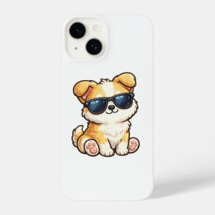 Cute Puppy with Sunglasses Kawaii Design iPhone 14 Case