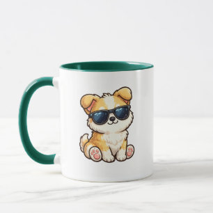 Cute Puppy with Sunglasses Kawaii Design Mug