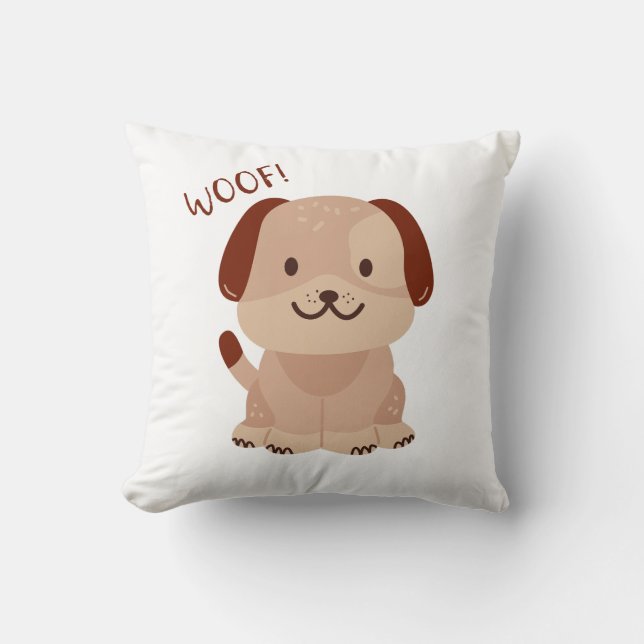 Cute Puppy - Woof Throw Pillow (Front)