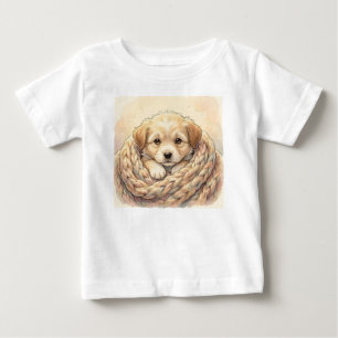 Cute puppy wrapped by knitted blanket baby T-Shirt