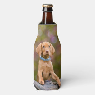 Cute puppyeyed Hungarian Vizsla Dog Puppy Photo // Bottle Cooler