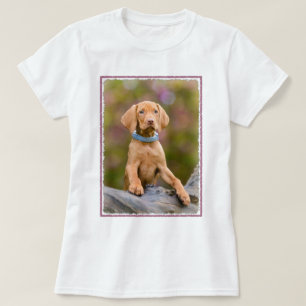 Cute puppyeyed Hungarian Vizsla Dog Puppy Photo - T-Shirt