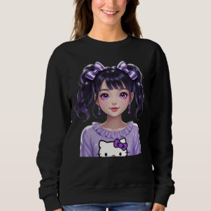 Cute Purple Aesthetic Kawaii Cartoon Sweatshirt