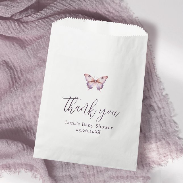 Cute Purple and Pink Butterfly Baby Shower Favour Bag (Creator Uploaded)