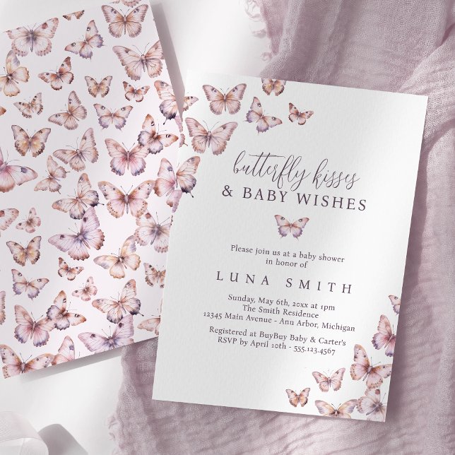 Cute Purple and Pink Butterfly Baby Shower Invitation (Creator Uploaded)