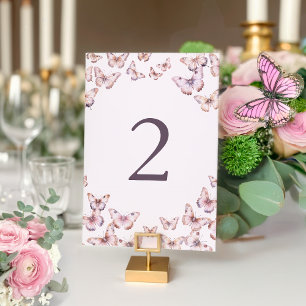 Cute Purple and Pink Butterfly Baby Shower Table Number