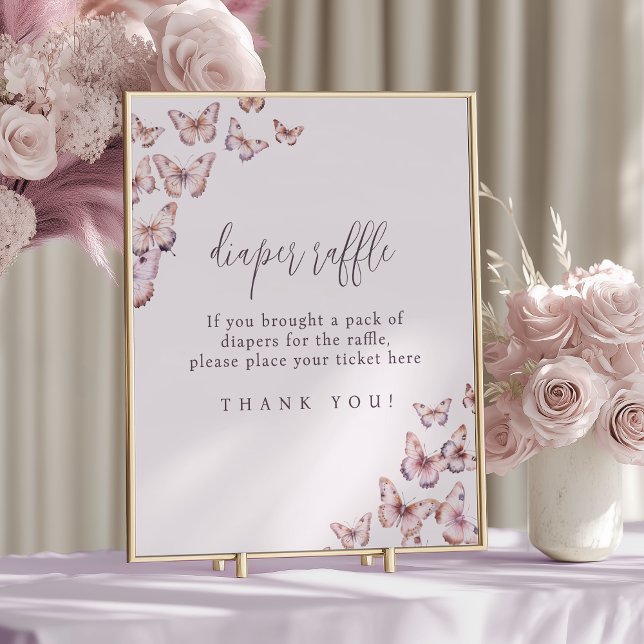 Cute Purple and Pink Butterfly Diaper Raffle Poster (Creator Uploaded)