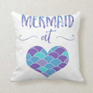 Cute Purple and Teal Mermaid at Heart Throw Pillow